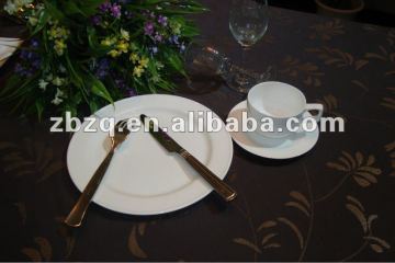 plate and cup and saucer and knife and fork