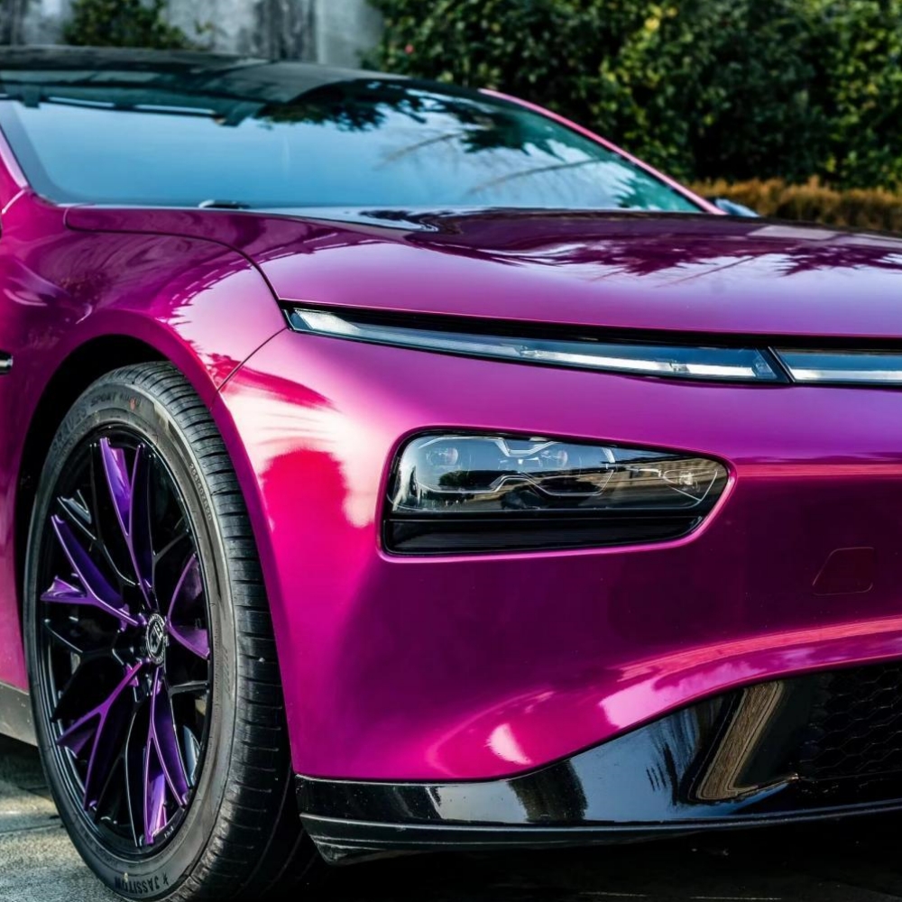 Glass Tower Red Car Wrapping