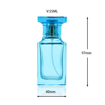 50 ml de botella de vidrio de perfume cuadrado recargable de perfume