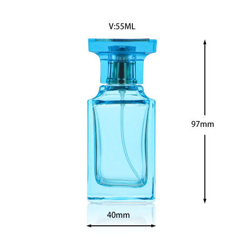 50ml refillable colorful square perfume sprayer glass bottle