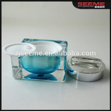 Blue square shaped acrylic jar; new style promotional 15g 30g 50g personal care cosmetics packaging