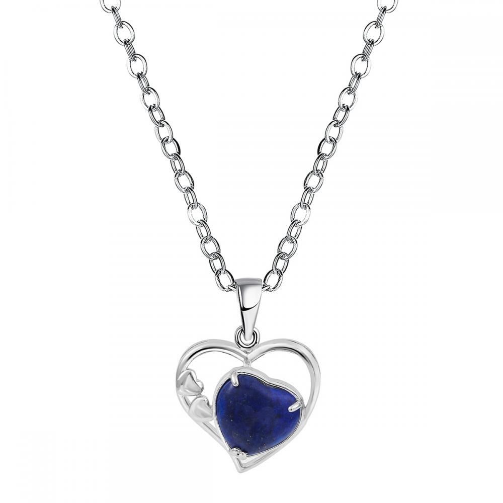 Lapis lazuli Love Heart Birthstone Prendant Colliers de pierre précieuse pour les femmes