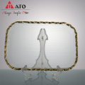 Ato Rectangle Glass Charger Plaques Dîner Plaques d&#39;or