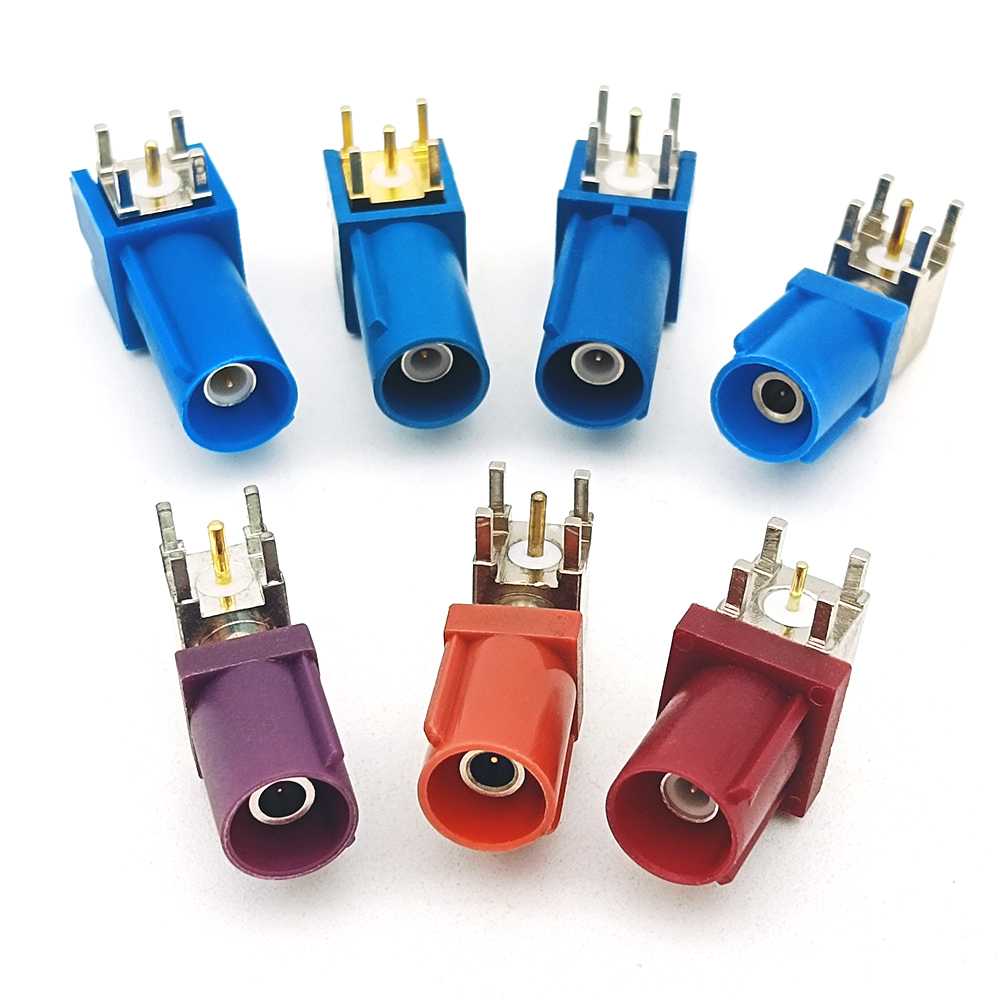 Fakra Male PCB Mount Angled RF Coaxial Connector