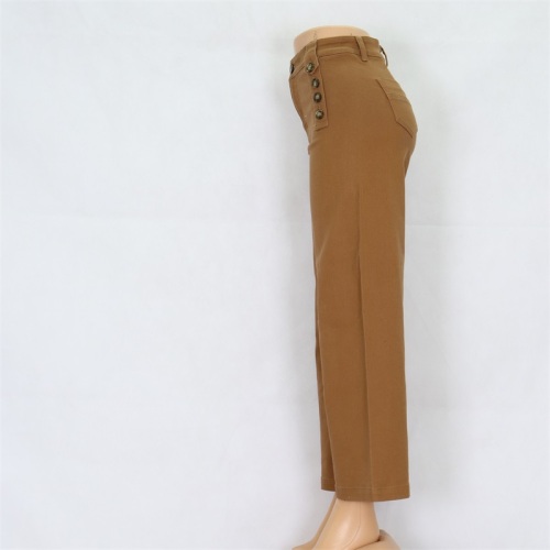 Brown Ladies Jeans Wide Leg Pants Wholesale