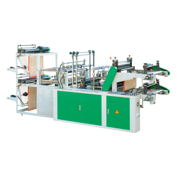 High Speed Computer-Controlled Flat Rolling Bag-Making Machine with Double Layer Plastic T-Shirt Bag Production