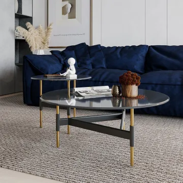 Luxury Modern Italian Design Living Room Furniture: Round Coffee and End Tables