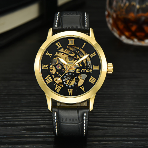 custom leather auto mechanic leather men wrist watch