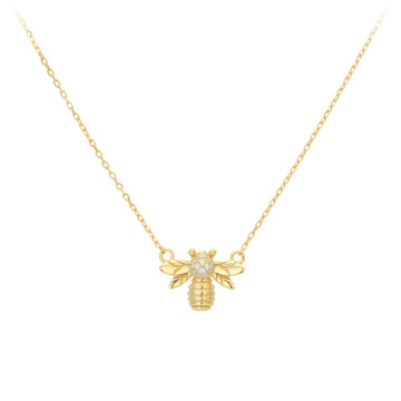 S925 Sterling Silver Inlaid With Stones necklace S925 Silver Inlaid With Stone Small Bee Clavicle Supplier