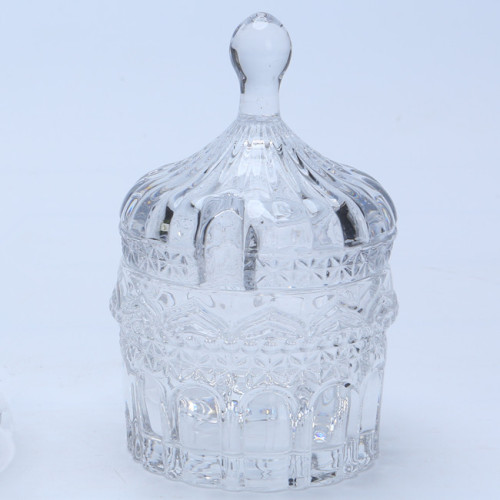 Crystal Embossed Glass Food /Candy Jar With Lid