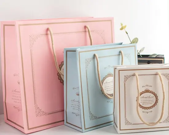 Simple Style Ivory Board Christmas Gift Paper Bags