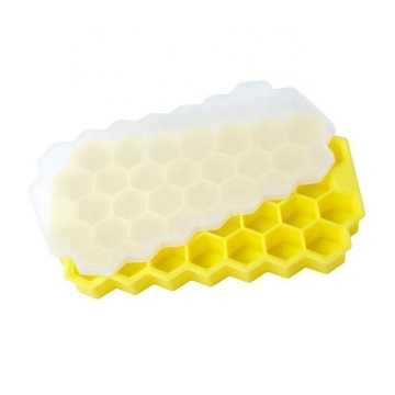 Large Capacity Reusable Silicone Ice Cube Mold with Lids - 37 Grid Honeycomb Design