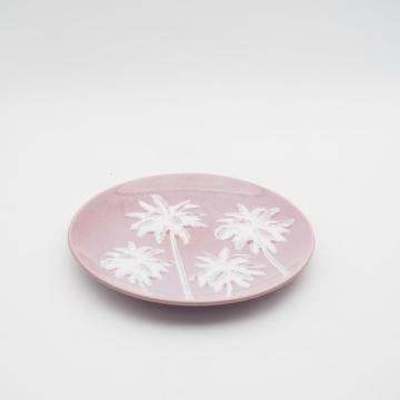 Prave de impressão rosa porcelana conjunto de utensílios de jantar de cerâmica