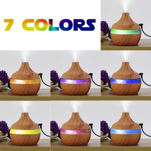 300ml Ultrasonic Cool Mist Humidifier Wood Grain Design