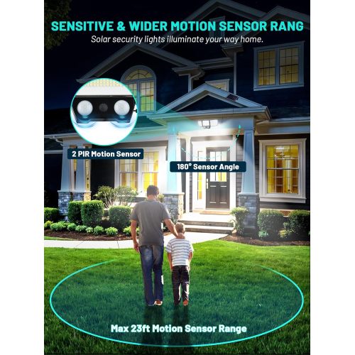 Luz de pared con sensor de movimiento solar de doble cabezal