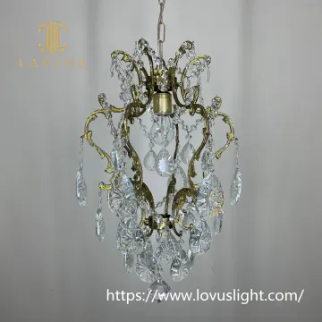 Unique vantage gold brass small size crystal chandelier & pendant light for living room bedroom