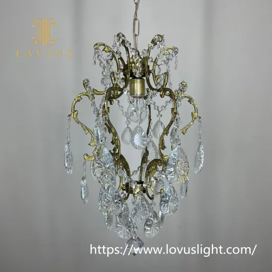 Unique vantage gold brass small size crystal chandelier & pendant light for living room bedroom