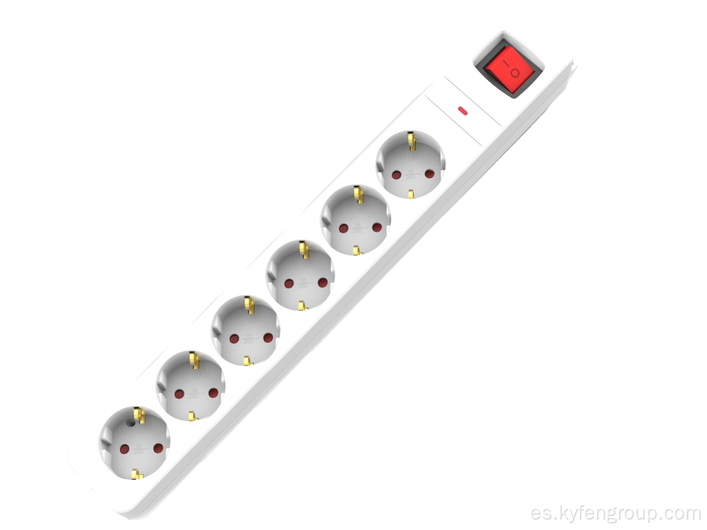 6 Outlet Alemania Power Strip con protección contra sobrecarga