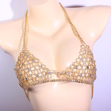 Brave Light Stonefans Gold Plated Body Chain Jewellery for Women's Underwear and Swimwear