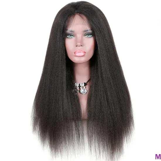 28 Inch 13x4 Lace Front Wig Kinky Straight Human Hair Pre Plucked Lace front Frontal 4x4 Closure Yaki Wigs for Black Women