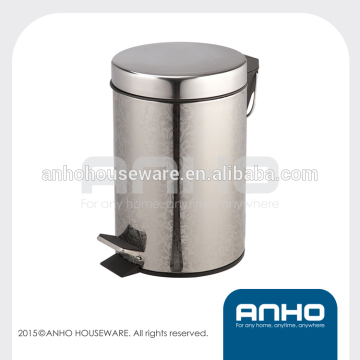 Popular stainless steel flat cover foot pedal trash bin