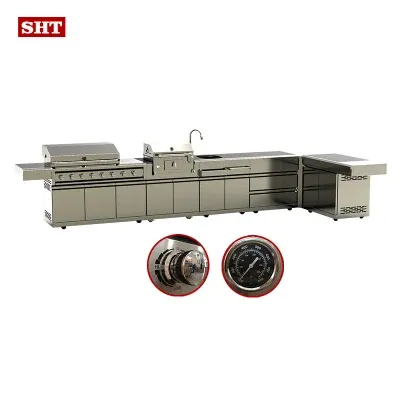 Camping Party Stainless Steel Watertap Outdoor Kitchen BBQ Grill Table Natural Gas
