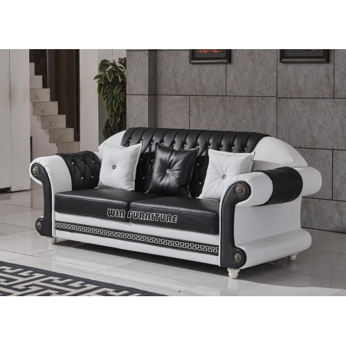 Combinación de sofá negro copetudo de cristal de estilo europeo