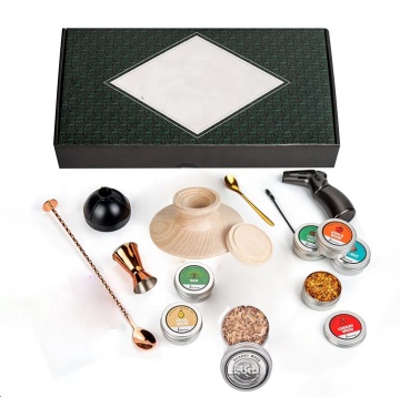 Bartending Cocktail Smoker Kit with Torch - Wood Chips, Glass Stones, for Whiskey Cocktails