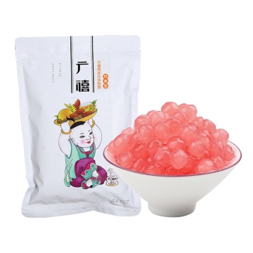 500g Quick Cooking Juicy Peach Flavor Pink Tapioca Pearls: Perfect Topping for Bubble Tea, Milk Tea, Coffee, and Shaved Ice