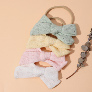 White Cotton Cutie Bow Headbands Collection: Knit, Thin Ribbon, and Knot Bow Hair Accessories for Baby Girls