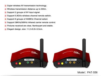PAKITE 300 Meter 5.8GHz digital RCA/AV Signal Extender Wireless AV Sender