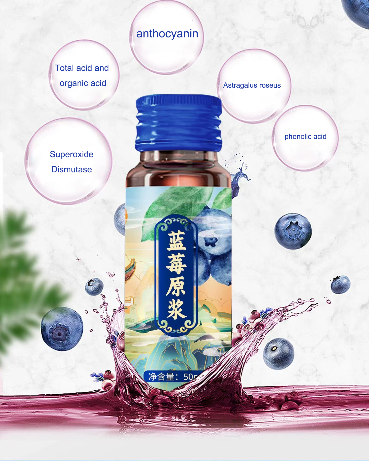 OEM/ODM Pure Natural Skin Care Anthocyanin Immune Support Blueberry Protoplasmic Blueberry protoplasmic oral liquid