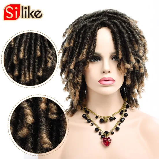 6 Inch Synthetic Wigs for Black Women Crochet Braids Twist Jumbo Dread Braiding Faux Locs Hairstyle Short Afro Black Brown Hair