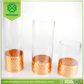 Centerpiece Decorative Golden Printing Glass Vase