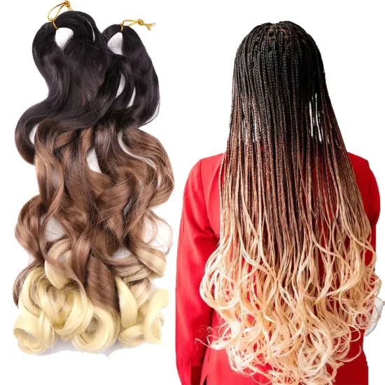 Loose Body Wave Crochet Braids Hair  Wholesale 22 inch 150g Synthetic Ombre Silky Spiral Curl Wavy Braiding Hair extension