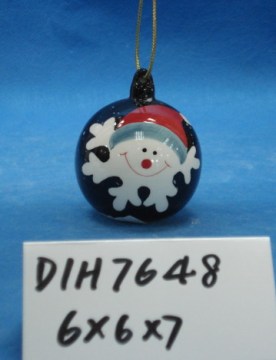 Hand-Painted Ceramic Snowman Bauble for Christmas Decoration