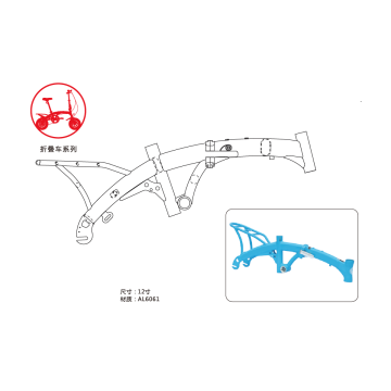 2019 hot sale 12inch folding bike/bicycle frame