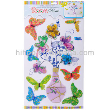 customed self cute cartoon butterfly stickers for kids