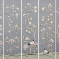 Crane Dark grey hand-painted wallpaper