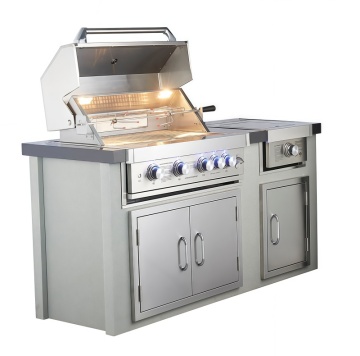 Custom Stainless Steel Built-In Gas BBQ Kitchen Island