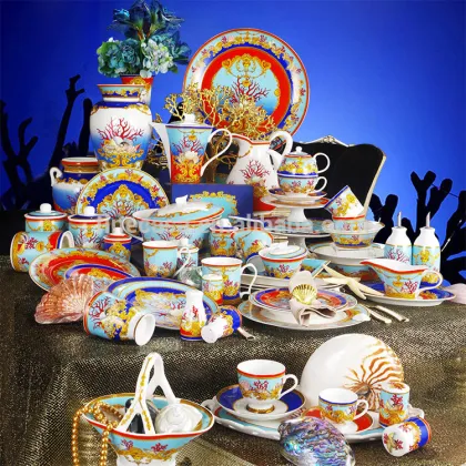 30 Pieces Fine Bone China Luxury Royal Porcelain Dinnerware