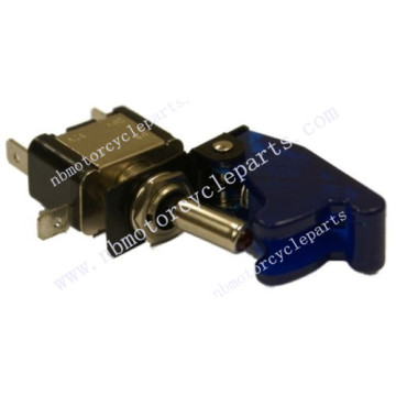 12V BLUE ON/OFF TOGGLE SWITCH WITH AIRCRAFT COVER & BUILT IN RED LED