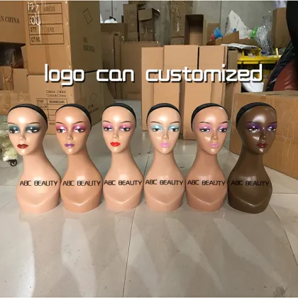 Custom made dark skin pretty mannequin head with shoulders with layered lashes 3d lash head mannequin head for hat