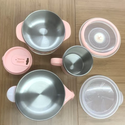 Каляровы мультыплікацыйны ўзор тытанавага посуду набор посуду