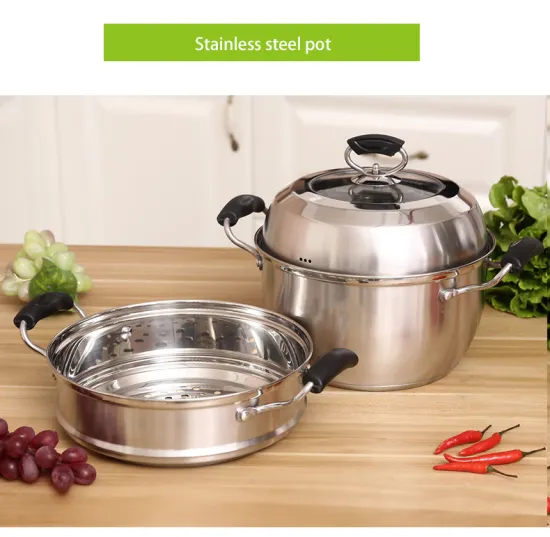 2layers Stainless Steel Steamer Pot Set