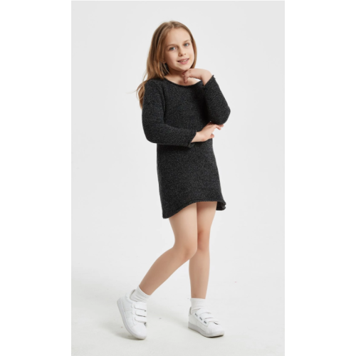 merino wool round neck girl sweater in multi colors