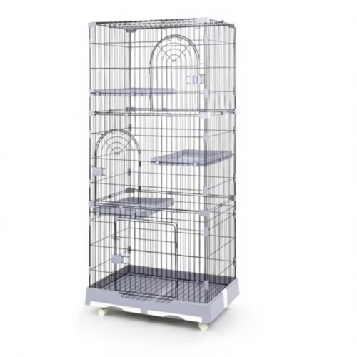 AIBIKE Metal Cat Cage Powder Coated Quadrate Pet Enclosure Plastic Tray Push-Up Closure Indoor Outdoor