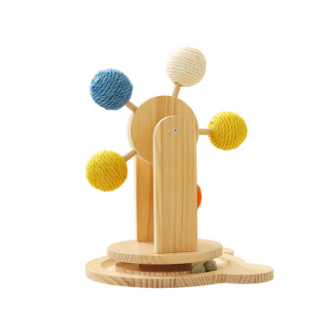 Stratch et jeu de chat multi-fonctionnaires interactifs: conception de roues Ferris avec arbre d'escalade, jouet scratcher, plate-forme en bois et balle mobile