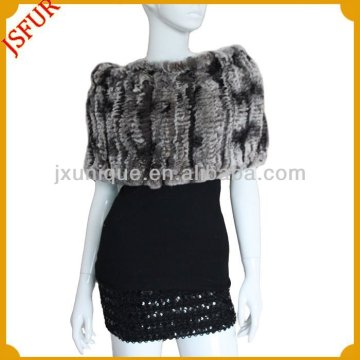 Latest fashion women's knitted rex rabbit fur shawl