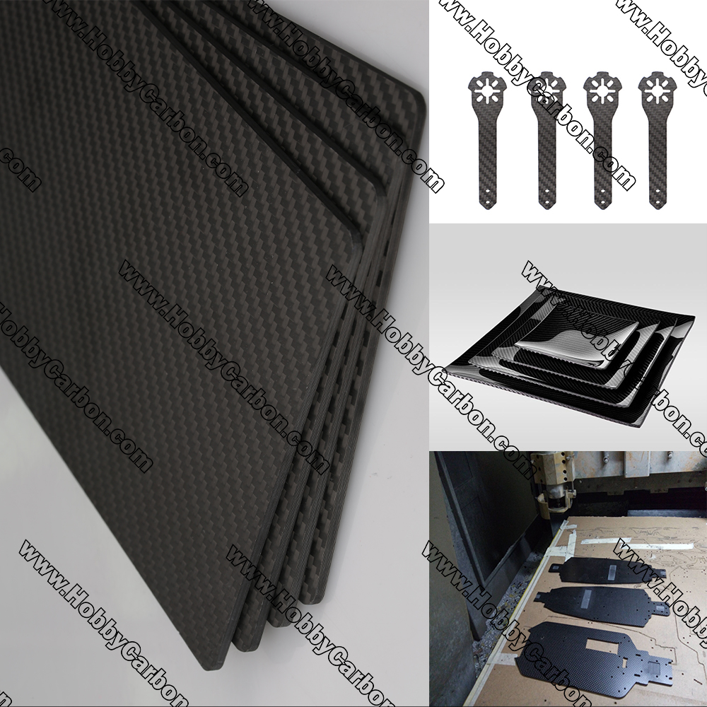 Estrutura em folha de fibra de carbono 500x600mm para corte CNC